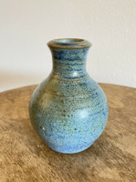 Small Blue Bud Vase Signed PW Art Pottery Signed Stoneware