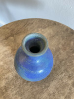 Small Blue Bud Vase Signed Appleton Art Pottery Signed Stoneware