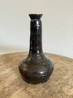 Early Redware North Carolina Oil Lamp Black with Rutile