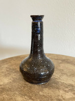 Early Redware North Carolina Oil Lamp Black with Rutile