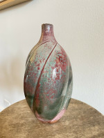 Tall Vase Sculpture Studio Art Pottery Signed Winter Multicolor North Carolina