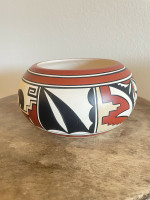 Nandi Multicolored Native American Pottery Acoma Bowl Vase Urn