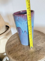 North State Pottery Chinese Blue Turquoise Red Vase - Mint Condition
