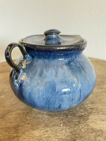 Nell Cole Graves Blue Sugar Bowl North Carolina Art Pottery Jugtown Seagrove