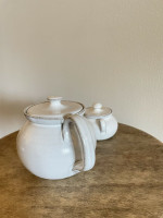 Whtie Teapot & Sugar Bowl - Mint Condition Jugtown North Carolina Art Pottery