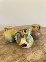 CC Cole Trio Multicolored Mini Jugs & Pitcher North Carolina Pottery