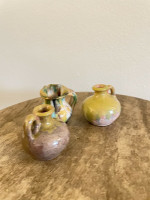 CC Cole Trio Multicolored Mini Jugs & Pitcher North Carolina Pottery