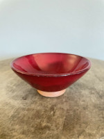 Ben Owen III Mini Bowl 2 Chinese Red Seagrove North Carolina Pottery Urn Vase