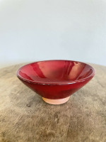 Ben Owen III Mini Bowl 2 Chinese Red Seagrove North Carolina Pottery Urn Vase