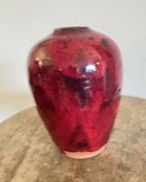 Ben Owen III Medium Chinese Red Seagrove North Carolina Pottery Urn Egg Vase