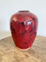 Ben Owen III Medium Chinese Red Seagrove North Carolina Pottery Urn Egg Vase