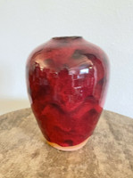 Ben Owen III Medium Chinese Red Seagrove North Carolina Pottery Urn Egg Vase
