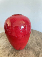 Ben Owen III Small Chinese Red Seagrove North Carolina Pottery Urn Egg Vase