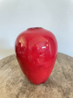 Ben Owen III Small Chinese Red Seagrove North Carolina Pottery Urn Egg Vase