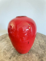 Ben Owen III Small Chinese Red Seagrove North Carolina Pottery Urn Egg Vase