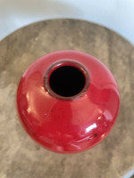 Ben Owen III Small Chinese Red Seagrove North Carolina Pottery Urn Egg Vase