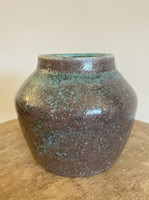 North State Pottery Chinese Blue Turquoise Red Vase Bowl - Mint Condition