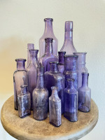 6.75" Amethyst Purple Round Wide Mouth Bottle Late 1800's-1900's