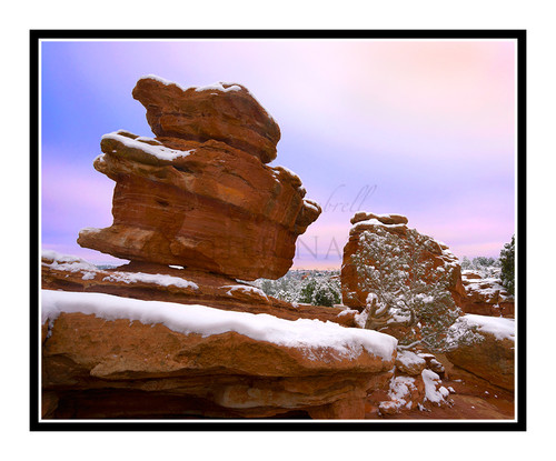 Balanced Rock with Snow in Garden of the Gods in Colorado Springs, Colorado 2377