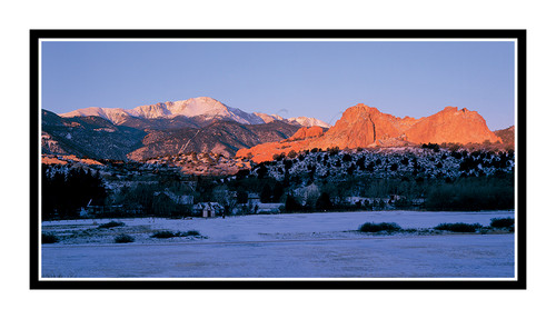 Pikes Peak over Garden of the Gods in Winter 28 Pano