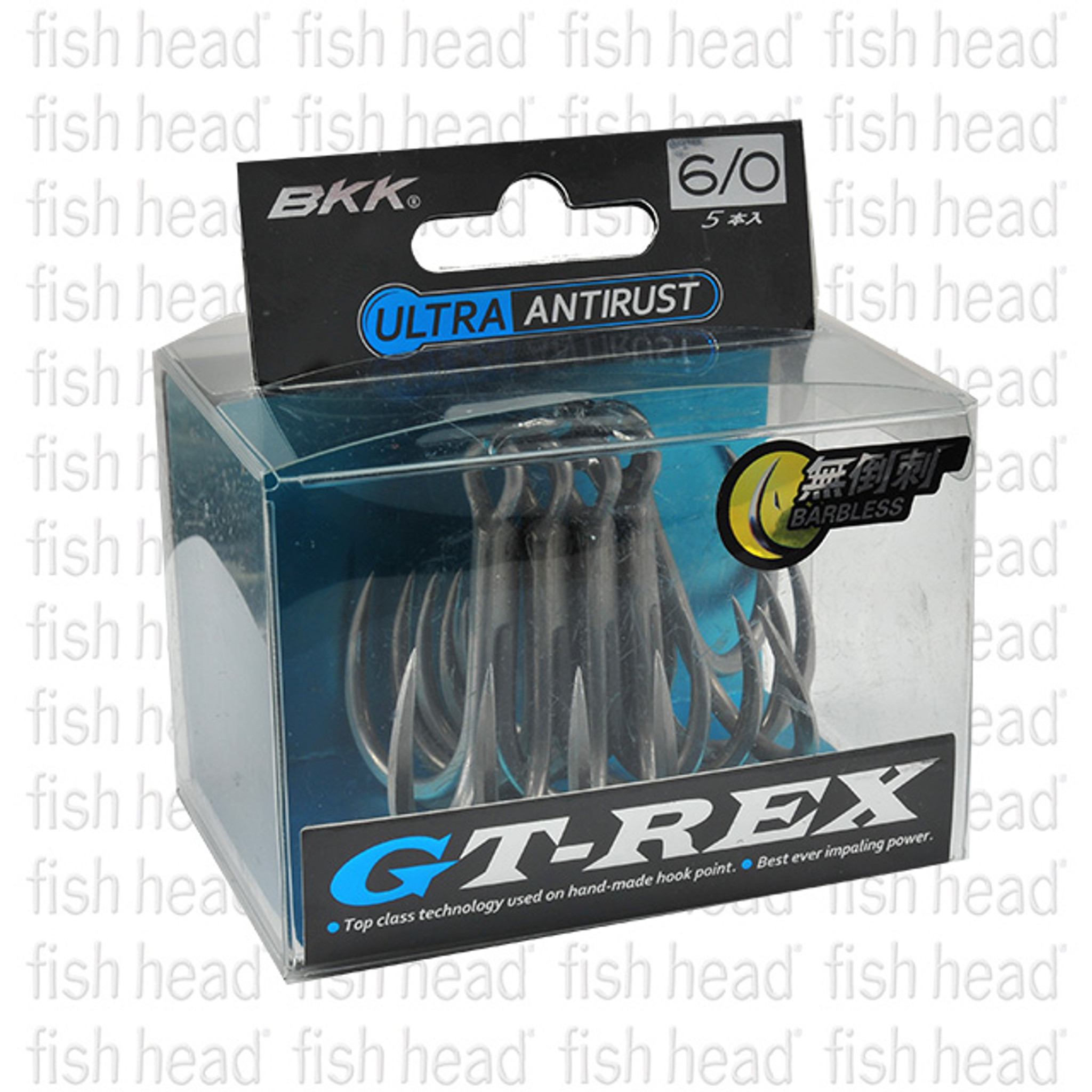 BKK GT-REX Barbless Treble Hooks - Fish Head