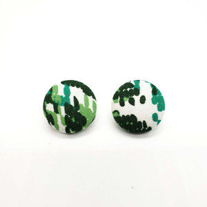  Recycled Cotton Fabric Button Earrings from Face Masks