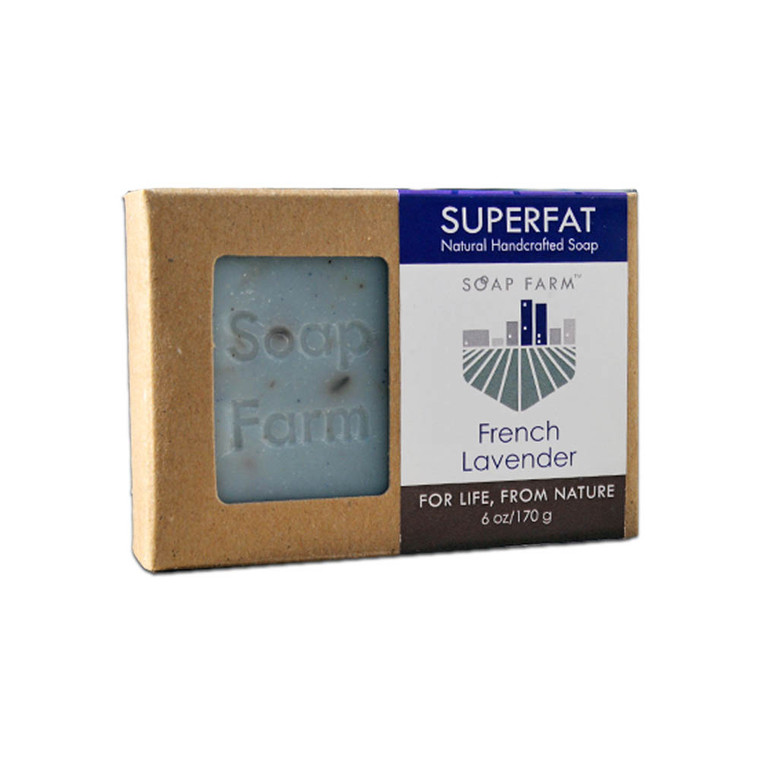 Superfat Handmade Cold Process Natural  Soap Lavender, 6 oz bar