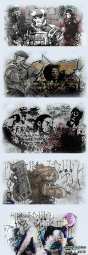 Infinity: Sci-Fi Terrain - S-F Graffiti Transfers (5)