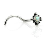 Opal Tribal Cross Steel Curl Nose Stud