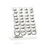Rope Silver Hoops on Plastic Display Board - 36 Pairs