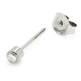 Titanium Bezel Gem Stud Earrings (Pair)