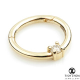 TL - 14ct Gold 2mm Diamond Prong Set Hinge Ring