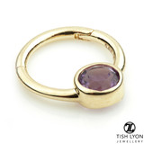 TL - 14ct Gold Amethyst Bezel Set Daith Ring