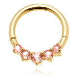 TL - 14ct Gold Front Facing Pink Sapphire Hinge Ring