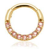 TL - 14ct Gold Pav√© Pink Sapphire Daith Septum Ring