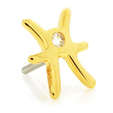 TL - 14ct Solid Gold Threadless Jewelled Zodiac Pisces Pin Attachment