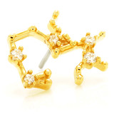 TL - 14ct Solid Gold Threadless Jewelled Zodiac Sagittarius Constellation Pin Attachment