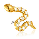 TL - 14ct Threadless Gold Jewelled Snake Pin Attachment