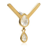 TL - 14ct Threadless V Shaped Double Gem Pear Pin Attachment
