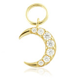 TL - 9ct Gold Jewelled Moon Charm for Hinge Rings