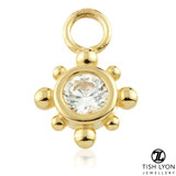 TL - Gold Gem Circle Dot Surround Charm for Hinge Segment Ring