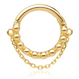 TL - Gold Hinged Bubble Ring with Hanging Chain