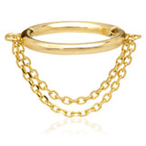 TL - Gold Hinged Ring with Double Hanging Chains