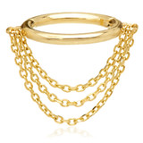 TL - Gold Hinged Ring with Triple Hanging Chains