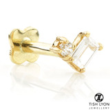 TL - Gold Jewelled Baguette and Gem Internal Labret 1.2mm