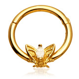 TL - Gold Jewelled Moth Daith Septum Ring