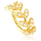 TL - Gold Jewelled Vine Leaf Hinge Ring