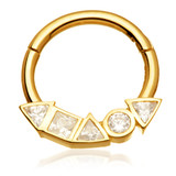 TL - Gold Multi Shaped Jewelled Daith Septum Ring