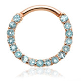 TL - 14ct Gold Swiss Blue Topaz Pavé Front Facing Hinge Ring
