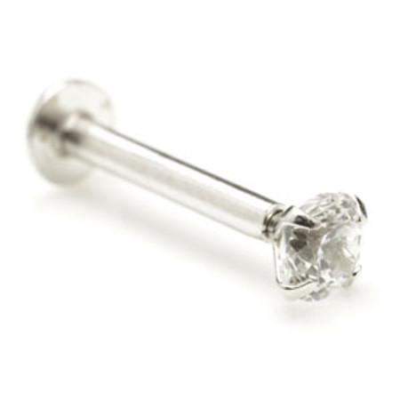 14ct Micro White Gold Gem Labret